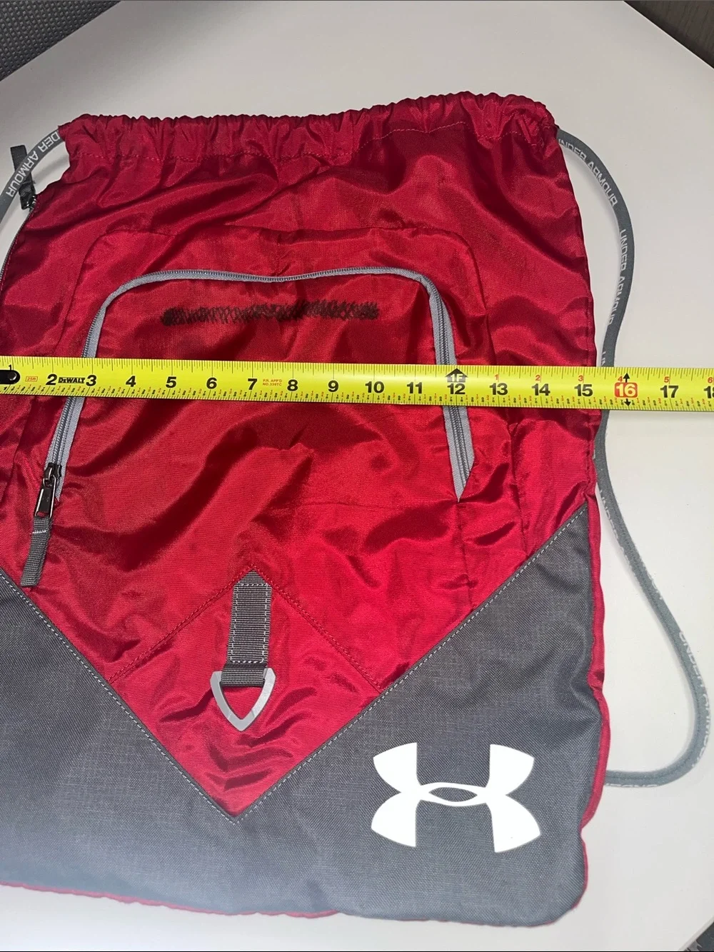 Under Armour Red and Gray Men's Drawstring Backpack with Front & side Pockets